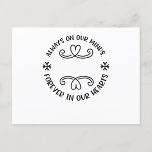 Altijd in ons hoofd, altijd in ons hart, zwart.p aankondigingskaart