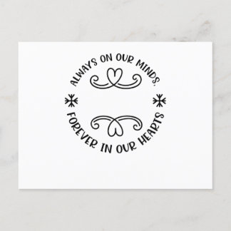 Altijd in ons hoofd, altijd in ons hart, zwart.p aankondigingskaart