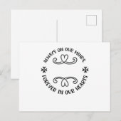 Altijd in ons hoofd, altijd in ons hart, zwart.p aankondigingskaart (Voorkant / Achterkant)