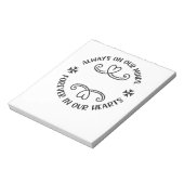 Altijd in ons hoofd, altijd in ons hart, zwart.p notitieblok (Linkerzijde)