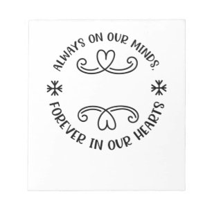 Altijd in ons hoofd, altijd in ons hart, zwart.p notitieblok