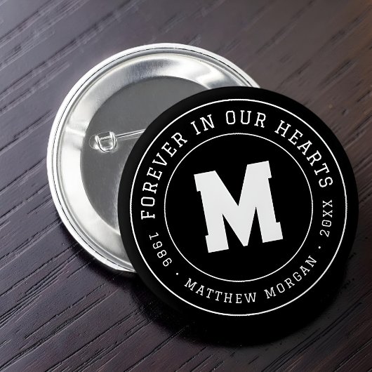 Altijd in Onze Hart Herdenkingsmonogram Ronde Button 5,7 Cm