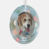 Altijd In Onze Hart, huisdier naam datum foto zwar Glas Ornament (Voorkant Rechts)