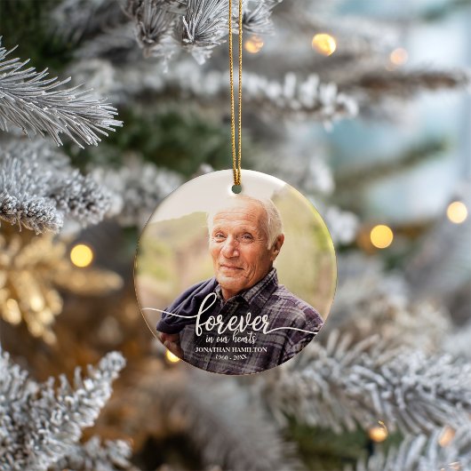 Altijd In Onze Hart Personalized Fotoherdenking Keramisch Ornament