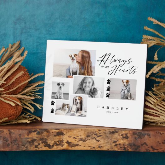 Altijd In Onze Hart Pet-fotocollage-herdenking Fotoplaat (Zijkant)