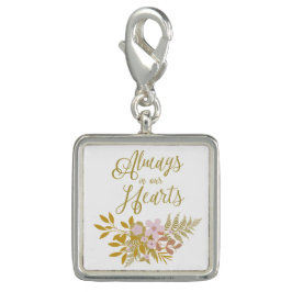Altijd in onze harten Citaat van Floral Golden Gar Charm