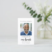 Altijd in onze harten gepersonaliseerde rouwkaart visitekaartje (Staand voorkant)