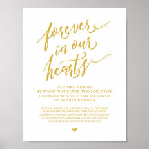 Altijd in onze harten Herdenking in goud Poster
