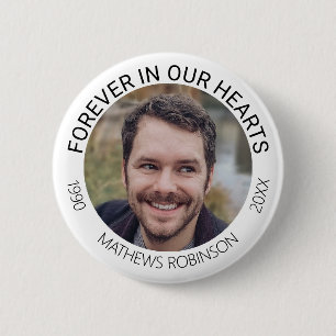 Altijd in onze harten Herdenkingshulde Funeral Ronde Button 5,7 Cm
