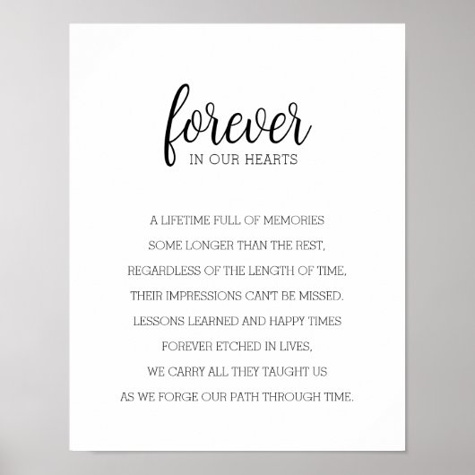 Altijd in Onze Harten Herinneringsmuurkunst Poster (Voorkant)