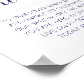 Altijd in onze harten Trouwherdenking in Navyblauw Poster (Hoek)