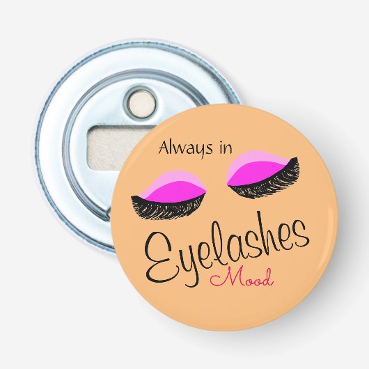 altijd in wimpers mood tote bag button flesopener (Voorkant)