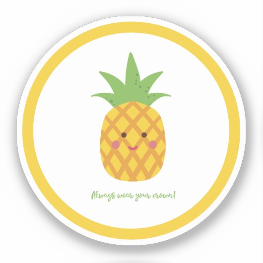 Altijd je kroonPunny Pineappel Draag Sticker (Voorkant)