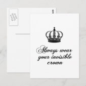 Altijd je onzichtbare kroon draag, woordkunstontwe briefkaart (Voorkant / Achterkant)