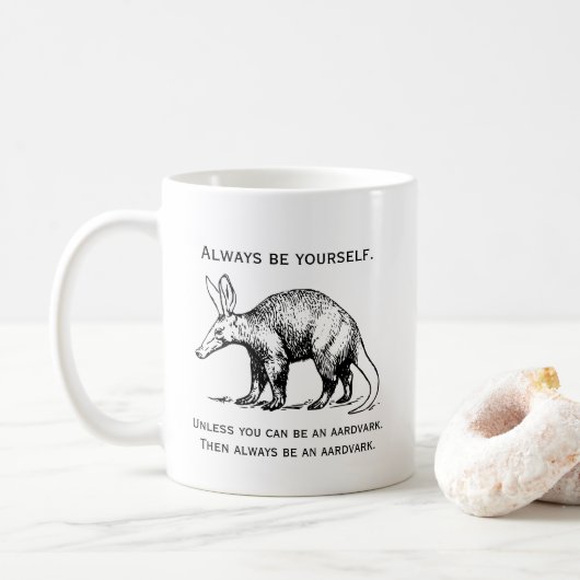Altijd jezelf of een Aardvark Funny zijn Koffiemok (Met donut)