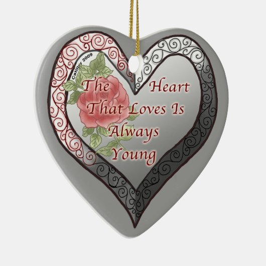 Altijd Jong Zilveren Hart Ornament (Rechts)
