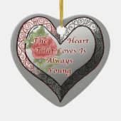 Altijd Jong Zilveren Hart Ornament (Voorkant)