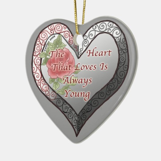 Altijd Jong Zilveren Hart Ornament (Links)