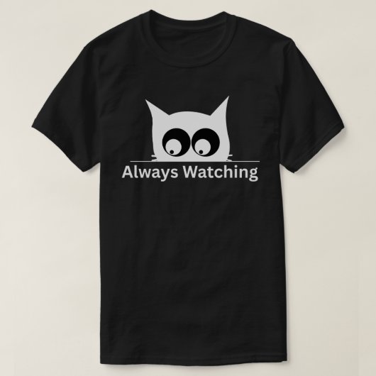 Altijd Kijkende Kat Grappig Minimalistisch T-shirt (Design voorkant)