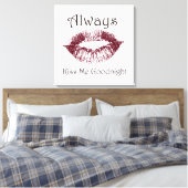 Altijd Kiss me Goodnight lippen Canvas Afdruk (Insitu (Slaapkamer))