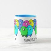 Altijd klaar om gepersonaliseerde gekleurde schape mok (Midden)