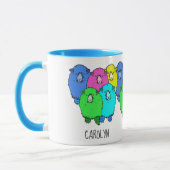 Altijd klaar om gepersonaliseerde gekleurde schape mok (Links)