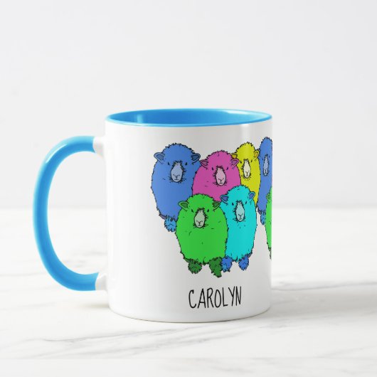 Altijd klaar om gepersonaliseerde gekleurde schape mok (Links)