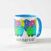 Altijd klaar om gepersonaliseerde gekleurde schape mok (Voorkant rechts)
