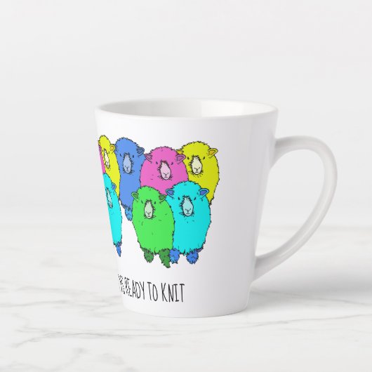 Altijd klaar om kleurrijke schapen te breien. Jouw Latte Mok (Rechts)