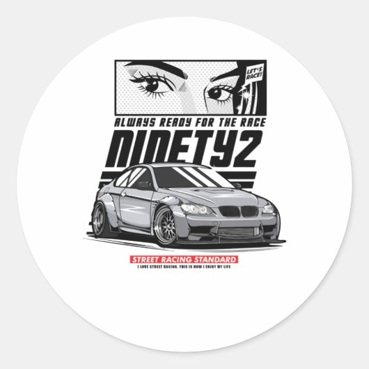 Altijd klaar voor de Race Ronde Sticker (Voorkant)