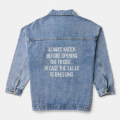 Altijd kloppen voor het openen van de koelkast Gra Denim Jacket (Achterkant)