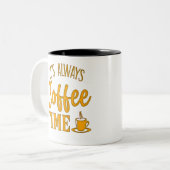 Altijd koffie-tijd tweekleurige koffiemok (Voorkant links)
