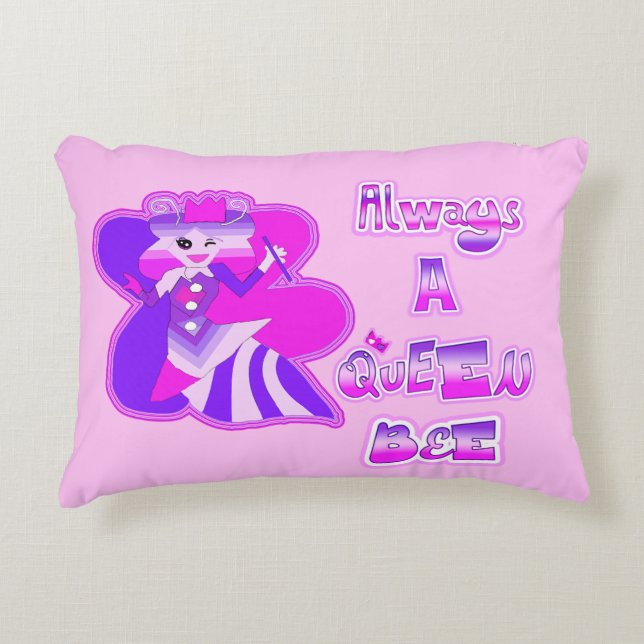 Altijd koningin bij baby roze accent kussen (Voorkant)
