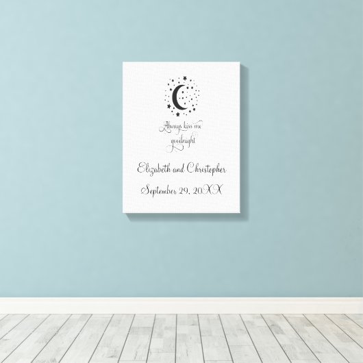 Altijd kus me Good Night Wedding Gift Canvas Afdruk (Insitu (Houten vloer))