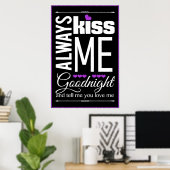 Altijd kus me Goodnight Bedroom Wall Art Poster (Thuiskantoor)