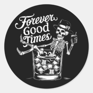 Altijd Leuk Tijd Grappige Halloween Schedel Ronde Sticker