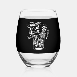 Altijd Leuk Tijd Grappige Halloween Schedel Wijnglas Zonder Voet