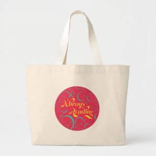 Altijd lezen   Helder Roze Blauw Geel en Zwervels Grote Tote Bag