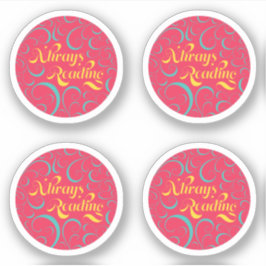 Altijd lezen | Helder Roze Blauw Geel en Zwervels Sticker