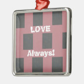Altijd liefde! Checker Pink Flower Abstract Metalen Ornament (Links)