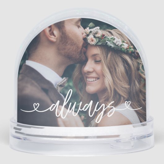 Altijd liefde harten Valentijnse  gepersonaliseerd Sneeuwbol (Achterkant)