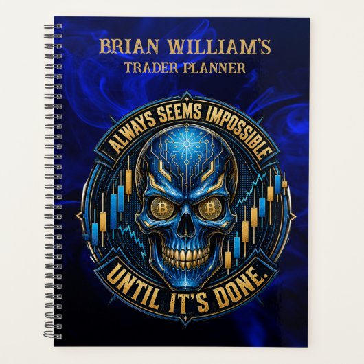Altijd Lijkt Onmogelijke Blauwe Gloed Bitcoin Planner (Voorkant)