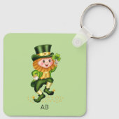 Altijd Lucky Kabouter & Monogram op Lichtgroen Sleutelhanger (Achterkant)