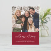 Altijd Merry Cranberry minimalist 2 Foto Feestdagenkaart (Staand voorkant)
