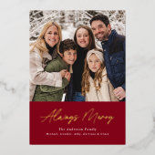 Altijd Merry Cranberry minimalist 2 Foto Folie Feestdagenkaart (Voorkant)