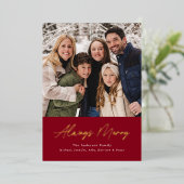 Altijd Merry Cranberry minimalist 2 Foto Folie Feestdagenkaart (Staand Voorkant)