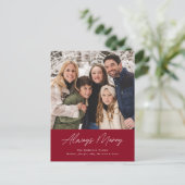 Altijd Merry Cranberry Minimalist Foto Feestdagenkaart (Staand voorkant)
