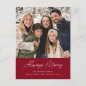 Altijd Merry Cranberry Minimalist Foto Feestdagenkaart (Voorkant)