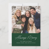 Altijd Merry Green Minimalist 2 Foto Feestdagenkaart (Voorkant)