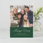 Altijd Merry Green Minimalist 2 Foto Feestdagenkaart (Staand voorkant)